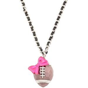 Betsey Johnson Pink Ribbon Football Necklace